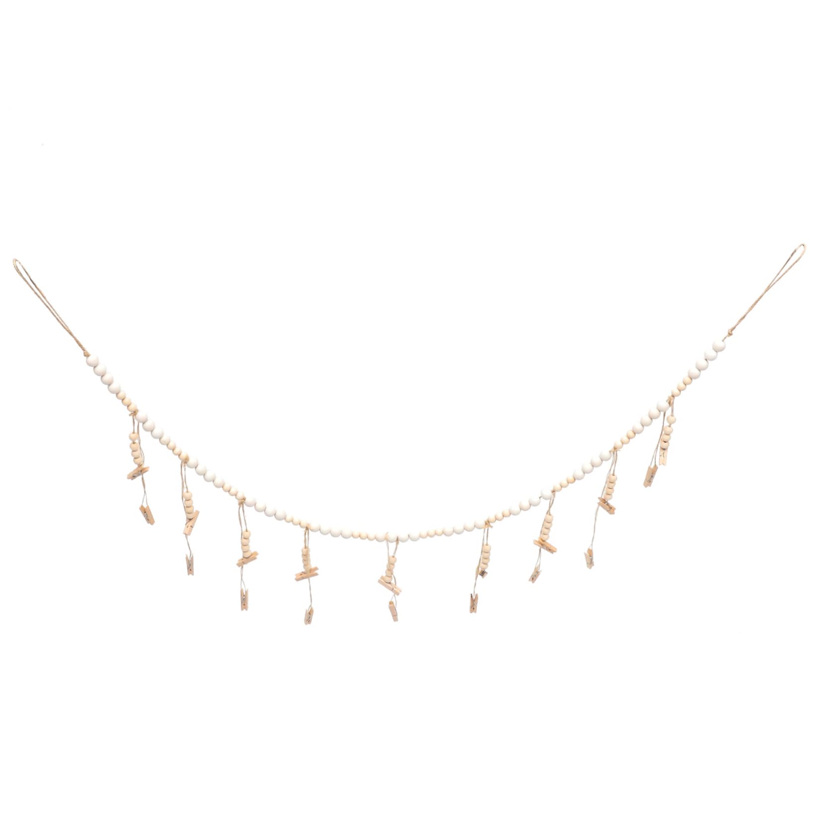 DECHOUS 5stücke Wall Hanging Wooden Bead Garland Mit Clips Für Dekorative Fotoaufhängung Für Kinderzimmer Und Lange Holzperlen-fotohalterung