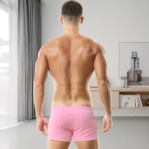 Men's Boxer Shorts Cotton Lounge Shorts Split Side Sleep Bottoms Casual Activewear Solid Workout Shorts4