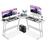 Pazidom L Shaped Gaming Desk, 50 Inch Corner Desk, Office Computer Desk with Large Monitor Stand for Home Office Sturdy Writing Workstation, Easy to Assemble, White