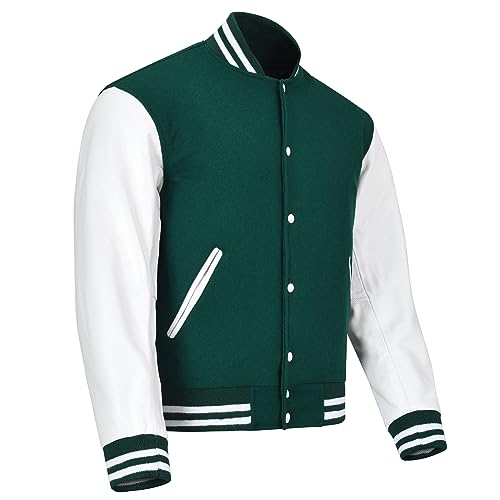 Image of Varsity Jacket Baseball Letterman Jacket- Wool and Leather Premium Quality Unisex Basketball Jacket