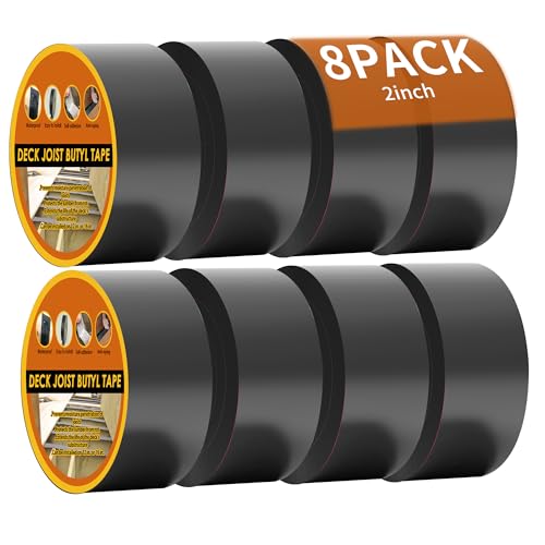 JOAPRIL 8 Pack Joist Tape for Decking 2''×50', Weather-Resistant,Waterproof Seal Antiseptic Butyl Tape,Self-Adhesive Flashing Joist Tape for Wood Decks Beams Roof by JOAPRIL - Used condition - US$49.44