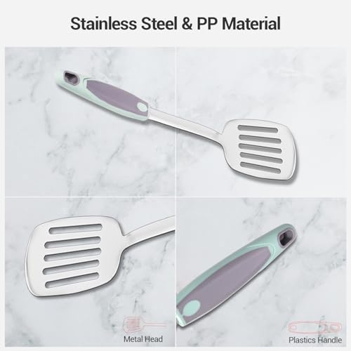 10 PCS Cooking Utensils Set, Stainless Steel Cookware Set With Heat Resistant PP Handle Kitchen Cooking Tools Durable Metal Gadgets Serving Utensils Spoon, Whisk, Ladle - Image 4