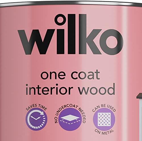 wilko Pure Brilliant White Satin One Coat Interior Wood Paint, No Undercoat Required, Suitable for Interior and Exterior use, 750ml