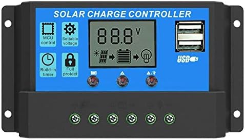 Solar Charge Controller Intelligent Charge Regulator with Dual USB 5V Output for Solar Panel Battery Lamp Overload Protection (30A)