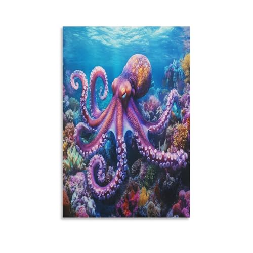 Poster pulpo cuadros en lienzo de gran formato 50x75cm con impresion de alta definicion