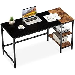 JOISCOPE Escritorio de Computadora Mesa de Ordenador con Estante Grande Mesa de Computadora de Estudio para Casa Oficina 140x60x75 cm Acabado Negro