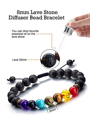 Tatuo 4 Pcs Lava Rock Bracelet for Men Bead Chakra Essential Oil Diffuser Bracelets Jewelry Gift2