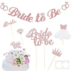BIGKASI 6TLG JGA Deko Set Bride to Be Girlande mit 5 Cupcake Topper junggesellenabschied Frauen Accessoires Photo Booth…