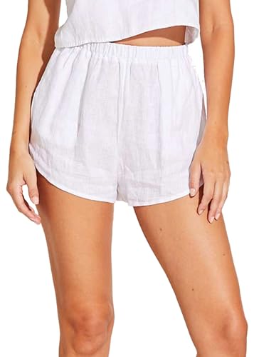 Vitamin A Women's Tallows Linen Short Swimsuit Cover Up, White EcoLinen, Large