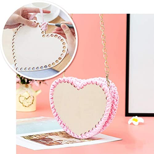 ULTNICE 4pcs Natural Wooden Basket Bottom Heart Shape Blank Crochet Knitting Basket Wood Base Shaper for DIY Basket Craft Weaving Making Supplies