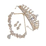 Uqezagpa Luxury Rhinestones Crystal Earrings Necklace Set Handcrafted Jewelry Set Suitable For Formal Event Various Occasion Marquise Cut Crystal Princess Accessories