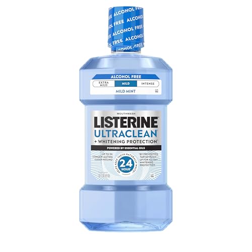 Listerine Ultraclean Alcohol-Free Mild Mouthwash + Whitening Protection*, Alcohol Free Tartar...