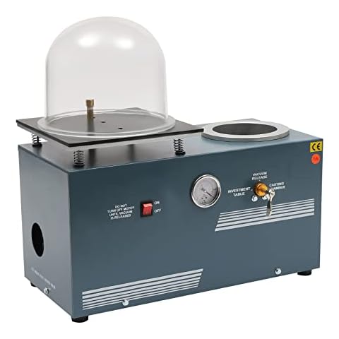 Vacuum Casting Machine, 375W 2L Cast Vacuum and Melting Machine Metal Jewelry Casting Machine Small Gold Melting Furnace Electric Jewelry Lost Wax Cast Combination for Gold Silver Copper Aluminum Cover
