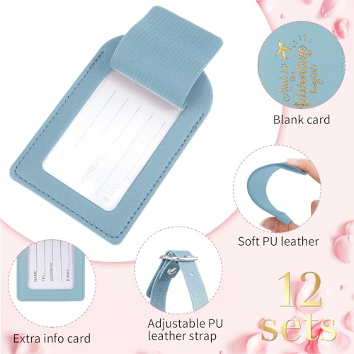 Image of Amylove Bulk Luggage Tags Wedding Favors Adventure Begins Luggage Tags for Guests Travel Tag for Suitcase Bridal Gift 24 Pack