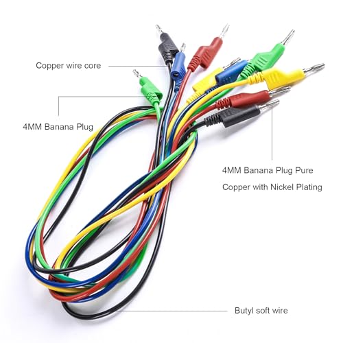 Image of 5PCS Stackable Banana to Banana Plug Test Leads 3.3ft /1m 1000V 15A Copper Flexible Stackable Cable Line Wire