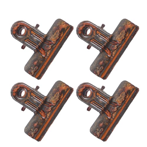 Sewroro 4個 レトロメタルクリップ フォトフレームクリップ メタルバインダーペーパークリップ 鉄