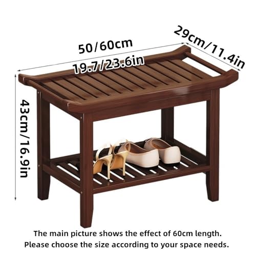 Banc à chaussures en bois avec poignées latérales et rangement à 2 niveaux