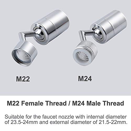 Vboo Faucet Aerator,720 Degree Swivel Sink Faucet Aerator Face Wash Tools，Kitchen Tap Head Swivel Faucet Aerator Dual-Function 2 Sprayer，Adjustable Rotatable Bubbler Tap For Kitchen Bathroom(1, M24) #TOP1