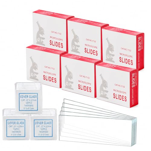 ZENFUN 300 Pcs Microscope Slides and 300 Pcs 22x22mm Coverslips, Transparent Microscope Glass Cover Slides Pre-Cleaned Blank Glass Slides Kits for Basic Biological Science Education