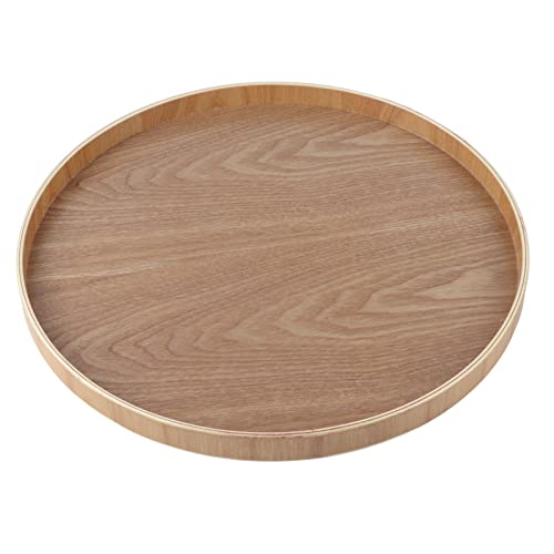 Plateau service bois rond extra large 37.5cm bois naturel lourd