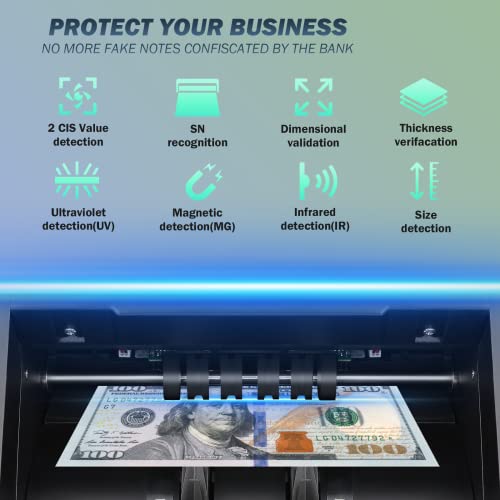 Cashtek N70A Business Grade Money Counter Machine With 2Cis/Uv/Mg/Ir Counterfeit Detection, Serial Number Reading,Mixed Denomination,Bill Counter High Speed For Store, Small Business, Office #TOP3
