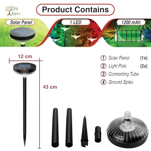 Image of Epyz Solar Light Outdoor Garden Pathway Stake Light, Pack of 1 | IP67 Waterproof, For Walkway Yard Backyard Lawn Landscape, Decorative, Multicolor