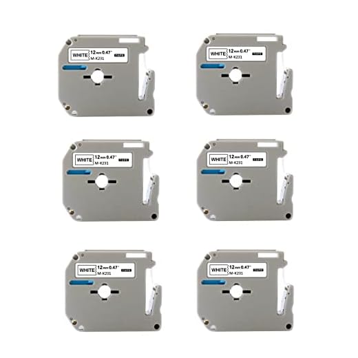 KIT COM 6 FITAS BRANCAS ROTULADOR BROTHER COMPATÍVEL Mk231 M231 Mk 231