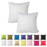 Queenie® - 2 Pcs Solid Color Cotton Decorative Pillowcase Cushion Cover for Sofa Throw Pillow Case A