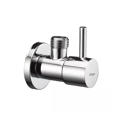ZAP Turbo Brass Angle Cock/Valve of BRASS for Bathroom/Kitchen With Wall Flange- Quarter Turn Heavy Fitting Chrome Finish
