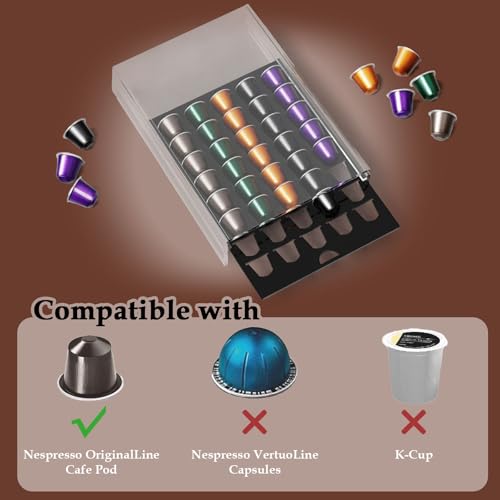 DIOZYRA Coffee Pod Holder for Counter,Acrylic K Cup Holder Organizer with Sliding Storage Drawers,Coffee Capsule Organizer Coffee Station Bar Organizer for Home & Office(Holds 40 Pods) by DIOZYRA - Image 6