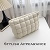 HFLZBRO Gesteppte Make-up-Tasche, Kosmetiktasche, Reise-Kulturbeutel, Organizer, Clutch für Damen, Weiss/opulenter Garten, Gesteppte Make-up-Tasche #2