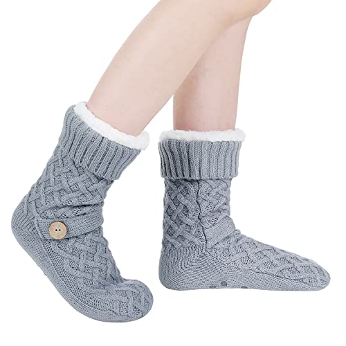 Winter Womens Warm Fluffy Slipper Socks, Soft Cozy Fuzzy Christmas Sock with Non-Slip Grippers for ladies Gifts2
