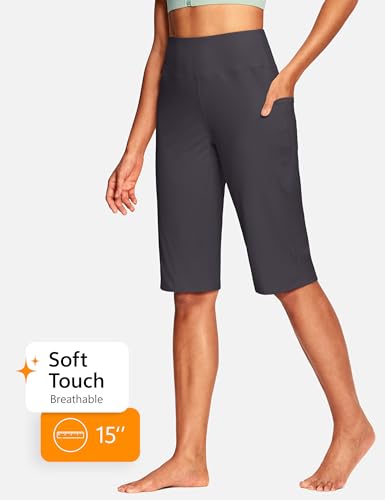 Image of ISEEGZ 15 inch / 18 inch / 21 inch / 25 inch Capri Pants for Women High Waist with Pockets Women's Capris Workout Yoga Pants Loose Straight Leg