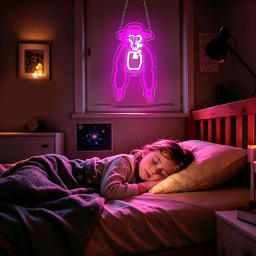 Image of AHlove Gorilla Neon Sign for Wall Decor，LED Neon Lights for Game Room、Man Cave，Birthday、Christmas Gifts for Teen Boys and Girls