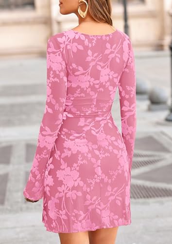 Image of PRETTYGARDEN Women's Fall Floral Long Sleeve Mini Dress