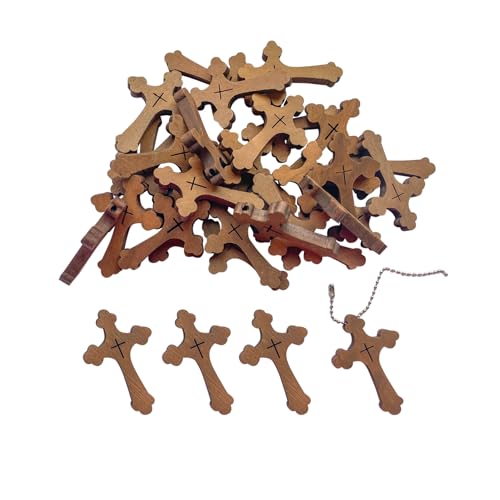 100 Pack Trefoil Wooden Cross Charm 1.24 x 1.74 Inch