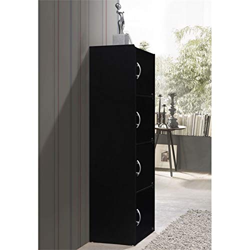 Pemberly Row 4 Shelf 4 Door Bookcase In Black #TOP3