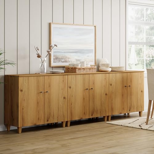 Wampat Sideboards Buffet Cabinet, 106" Wide Wooden Credenza with 6
