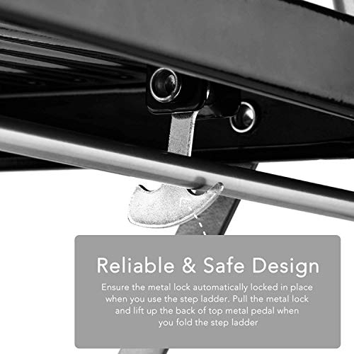 Delxo 2 Step Ladder Folding Step Stool 2 Steps Stepstool With Handrails Wide Pedal,Heavy Duty Sturdy Small Compact Ladder Portable Anti-Slip Safety Kitchen Stepladder Metal Step Stool For Adults Grey #TOP1