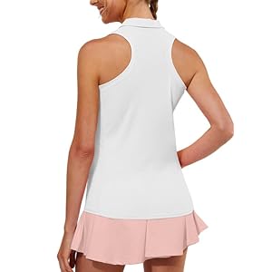 Women’s Golf Shirts Tank Tops Sleeveless Tennis Shirts Tops Racerback with Collar Quick Dry