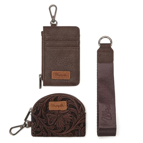 Image of Wrangler Keychain Wristlet Wallets for Women Western Dual Pouch Wristlet Credit Card Holder Wallet