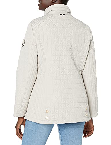 Vince Camuto Jaqueta feminina com gola alta e diamante, Bege, M