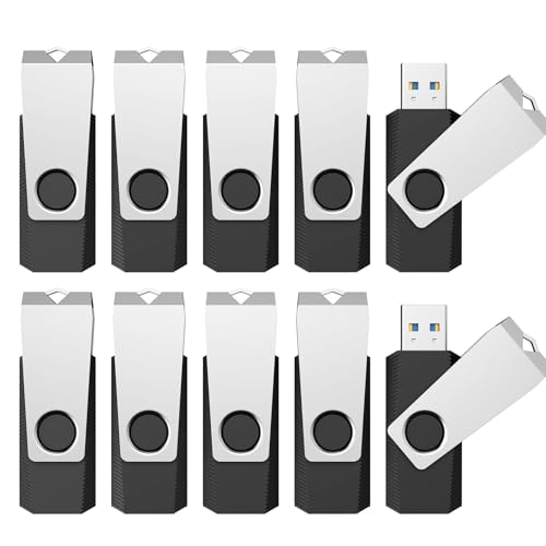 K&ZZ USB Stick 16GB 10 Pack, 16 GB USB Flash Drive Pack USB Bulk Memory Sticks USB 2.0 Thumb Drive USB Key Zip Drives Cle USB 16G, Black