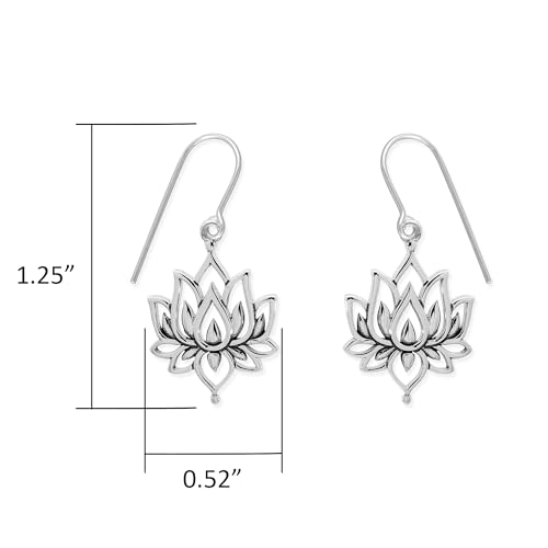 Boma Jewelry Sterling Silver Open Lotus Flower Blossom Bohemian Dangle Earrings4