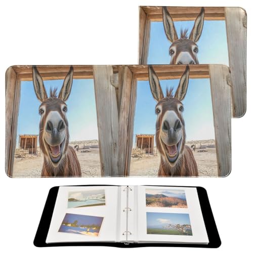 JUMBEAR Álbum de fotos grande autoadhesivo con 20 páginas, álbum de recortes para boda, familia, bebé, vacaciones, burro feliz