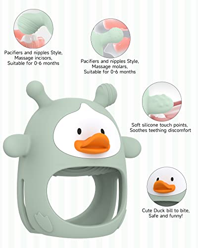 Baby Teething Toys,Silicone Baby Teether Toy For Infants 3+ Months, Never Drop Silicone Baby Mitten Teether For Soothing Teething Pain Relief, Baby Chew Toys For Sucking Needs, Bpa Free (Green) #TOP1