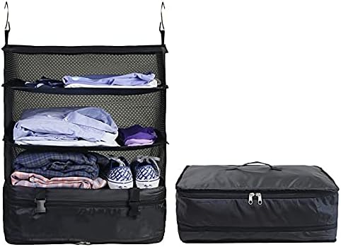 Yolispa Portable Luggage Shelving System Organizer, Cube Hanging Travel Shelves Storage Bag for Travel Luggage Space Saving