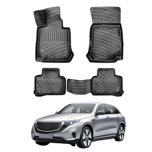 Floor Mats for Mercedes EQC 2019-2024 Front & Rear Car Mat Set, Black