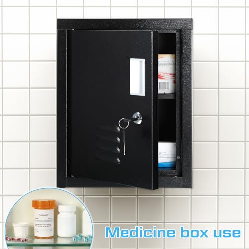 Suzile Lockable Storage Cabinet Metal Lockable Steel Storage Cabinet Organizer Lockers for Employees Vertical Metal Cabinets End Side Table Steel Bedside with Shelf(Black) by Suzile - Image 4