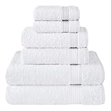 Cotton Paradise 100% Cotton Turkish Towel Set, Soft Absorbent Quick Dry, 6 Piece Towel Set, Snow White